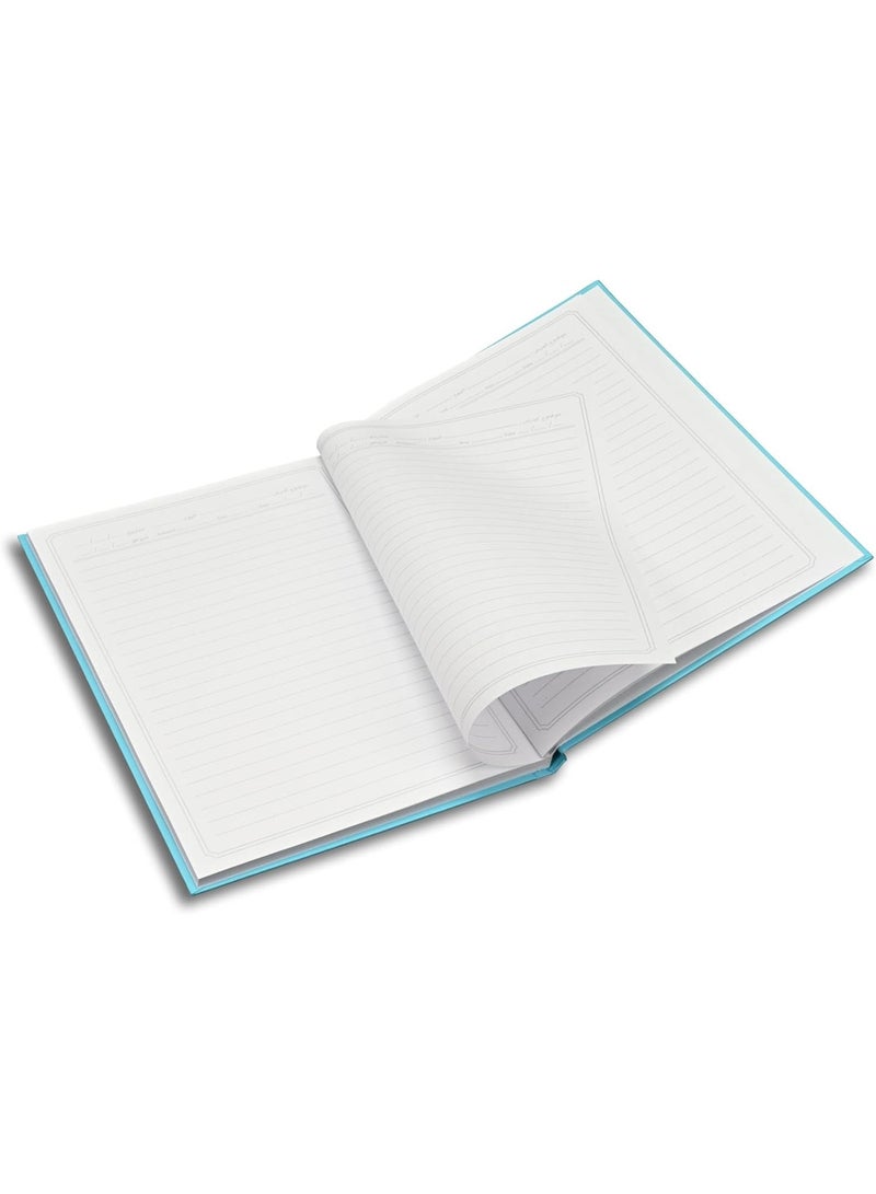 FIS Oman Design, Hard Cover Notebook, Glued Binding, Size 180x250mm, 120 Sheets, 240 Pages, White Paper, Single Ruled with Border, Arabic, Packet of 5 Pieces, Neon Blue Color-FSNBOM120NBL - Image 5